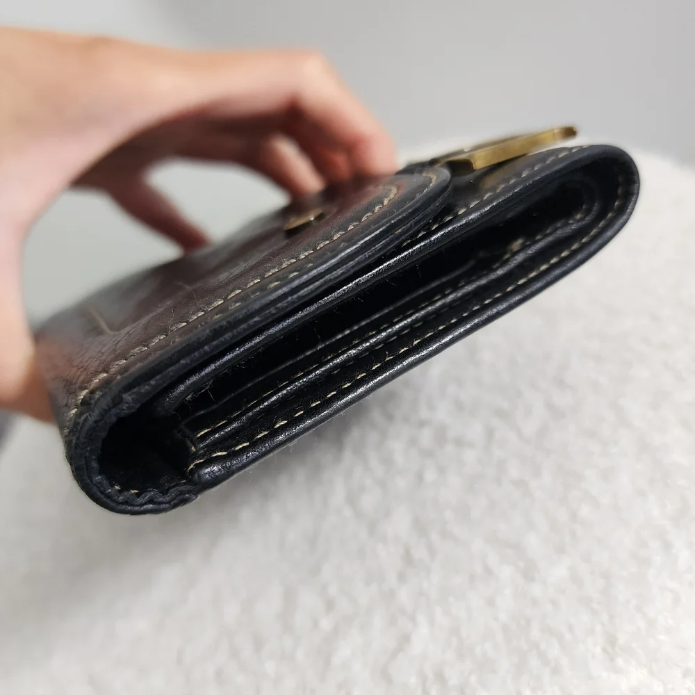 Dior Black Leather Wallet with Gold Accents